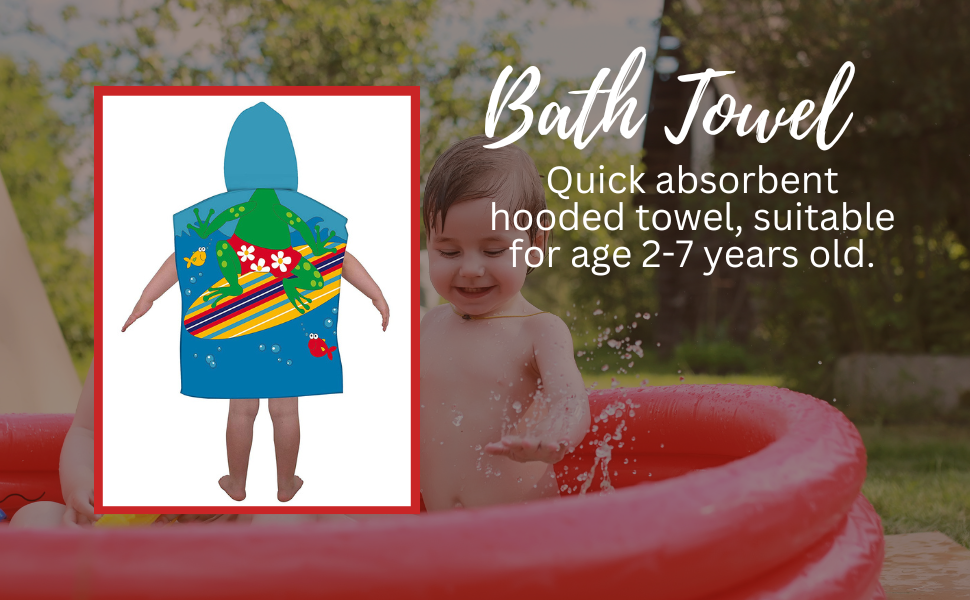 Kid's Printed Hooded Poncho Cotton Powerpuff Bath Towel