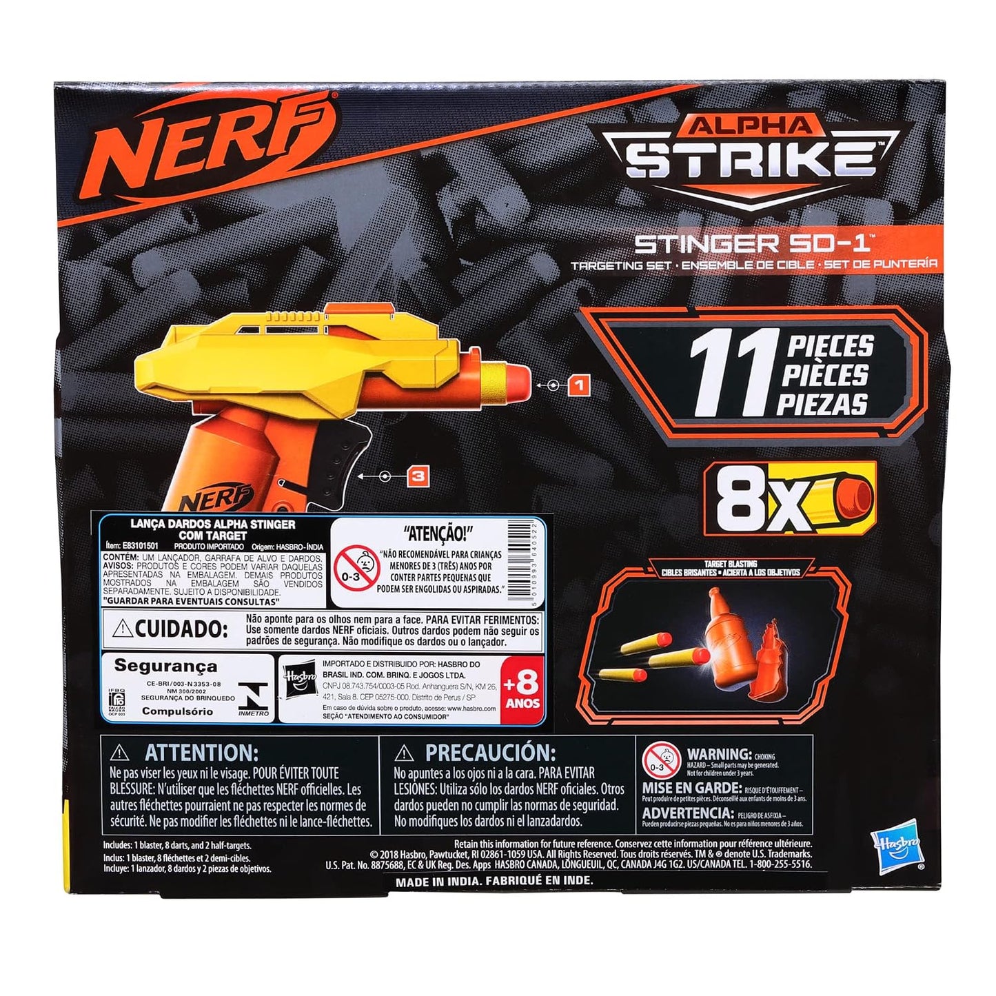 Nerf Alpha Strike Set Stinger Sd-1 Toy Blaster with Targeting Set-11-Piece Alpha Strike Set Includes Toy Blaster