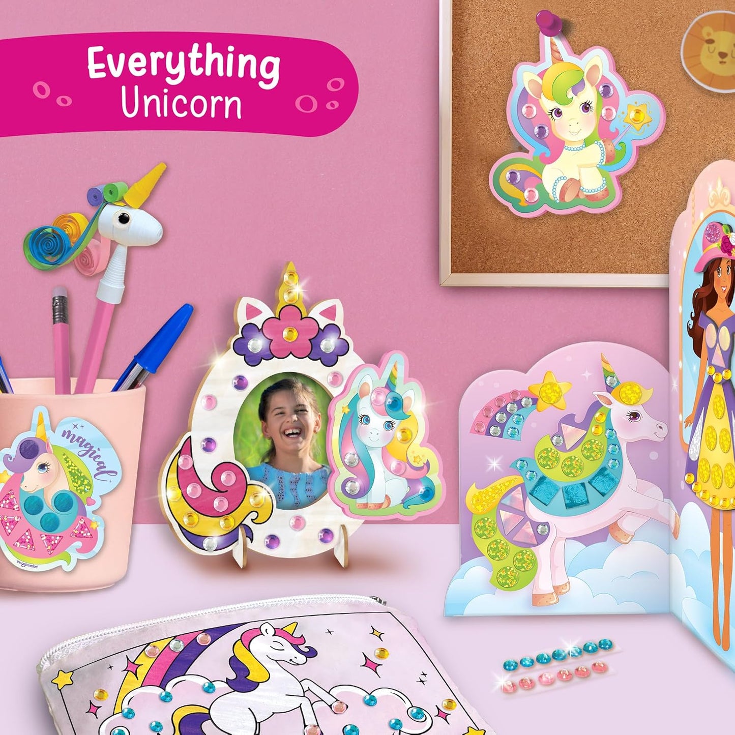 Unicorn Craft Kit for Girls – 20+ Mess-Free Activities | Includes Colouring, Bracelet Making, Magnetic Dress-Up Studio, Art & DIY Kit
