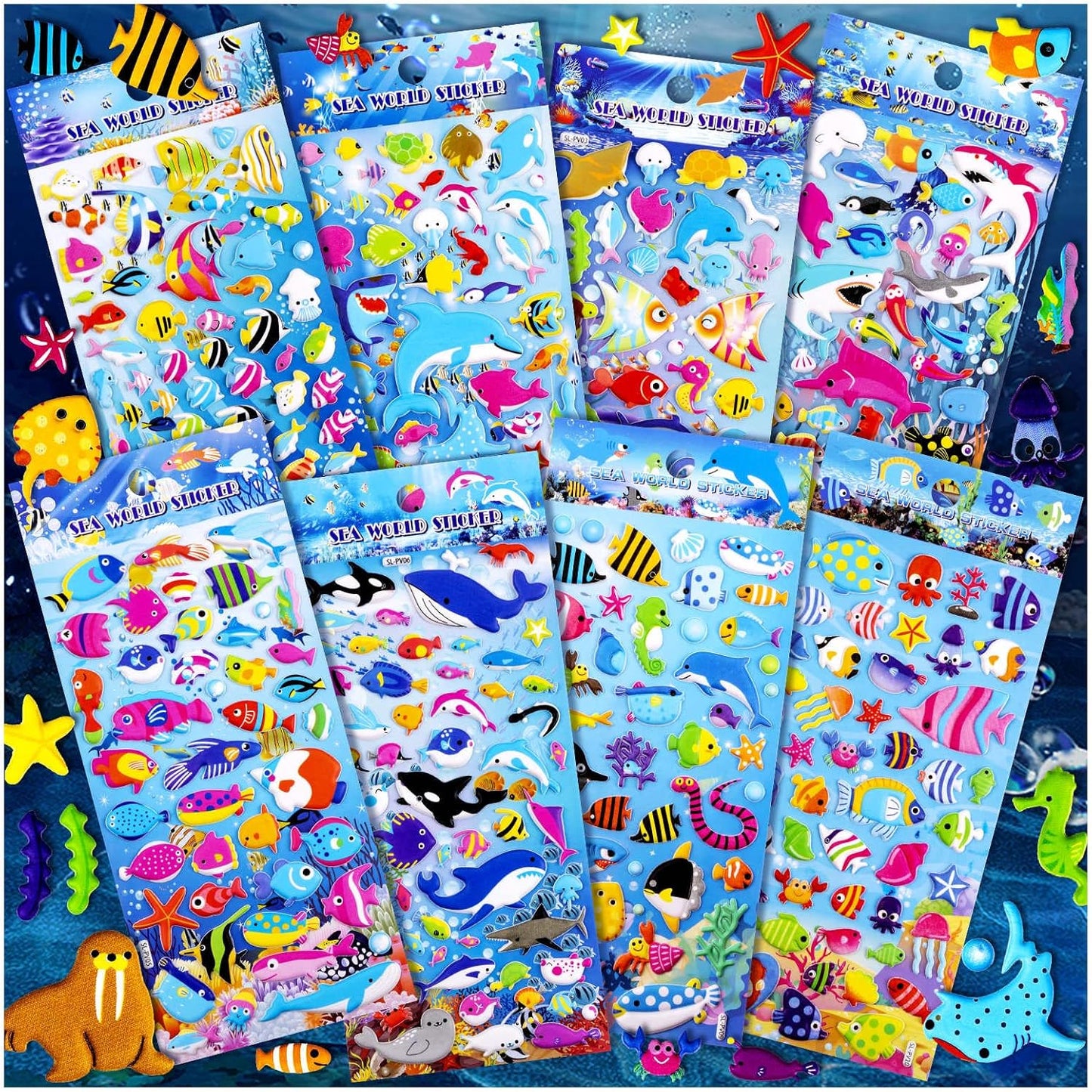Under Sea Animal Puffy Stickers - 4 Different Sheets 200+Stickers