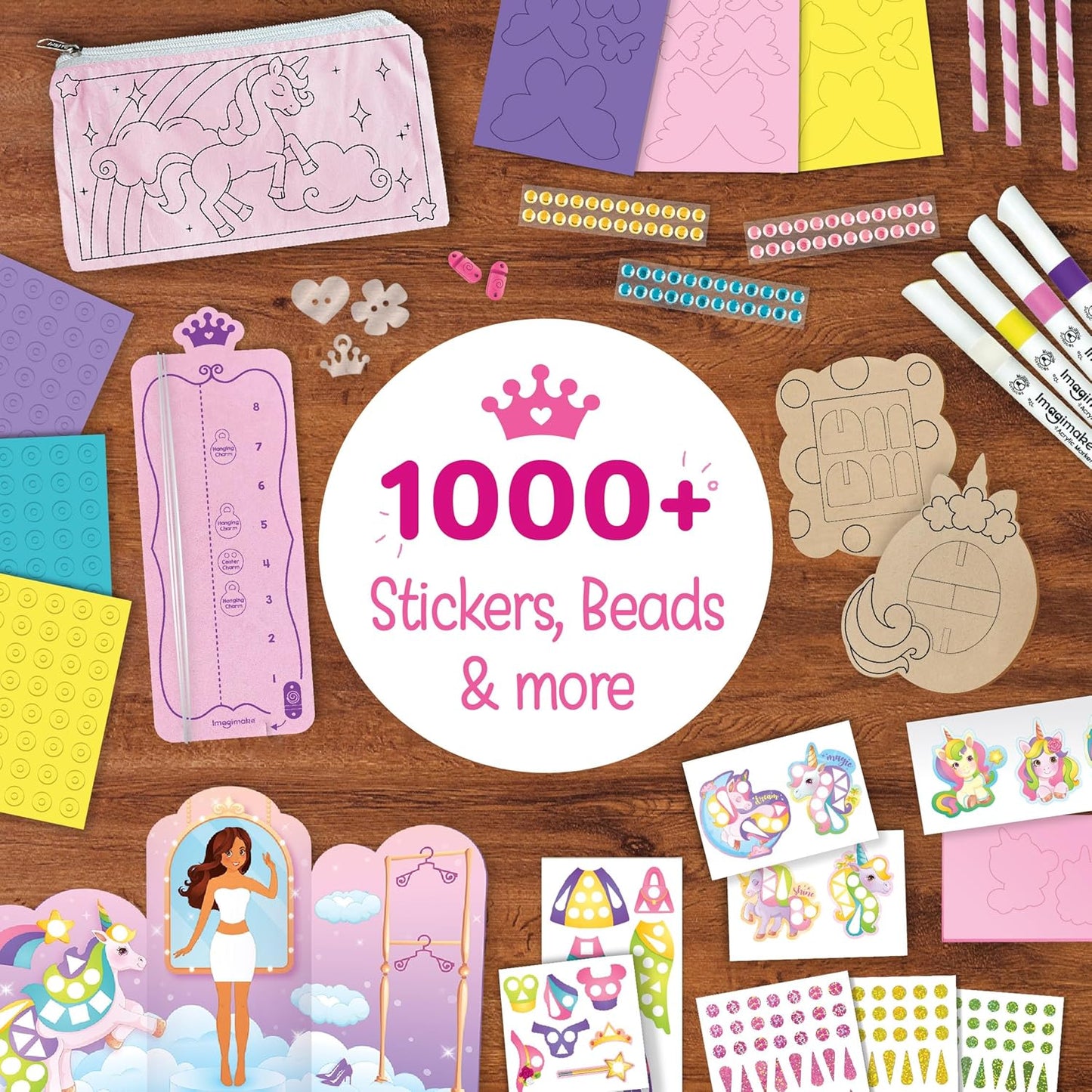 Unicorn Craft Kit for Girls – 20+ Mess-Free Activities | Includes Colouring, Bracelet Making, Magnetic Dress-Up Studio, Art & DIY Kit