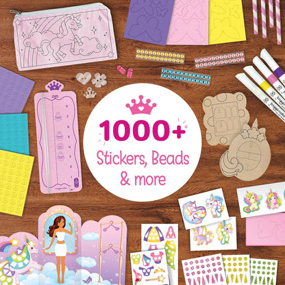 Unicorn Craft Kit for Girls – 20+ Mess-Free Activities | Includes Colouring, Bracelet Making, Magnetic Dress-Up Studio, Art & DIY Kit