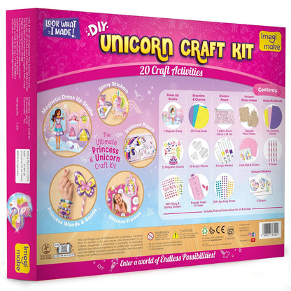 Unicorn Craft Kit for Girls – 20+ Mess-Free Activities | Includes Colouring, Bracelet Making, Magnetic Dress-Up Studio, Art & DIY Kit