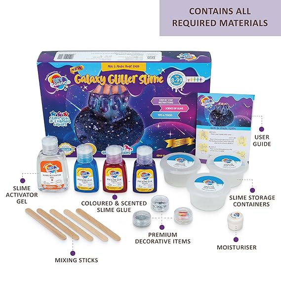 Galaxy Glitter Slime DIY Kit – Make Your Own Sparkly Slime | Complete Science & Sensory Craft Set for Kids (Ages 8+)