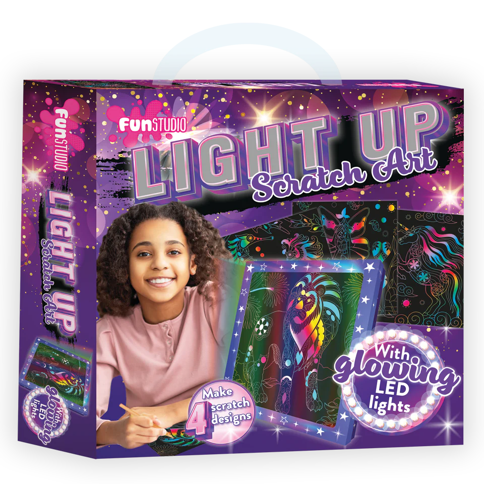 Light Up Scratch Art Kit with Glowing LED Lights