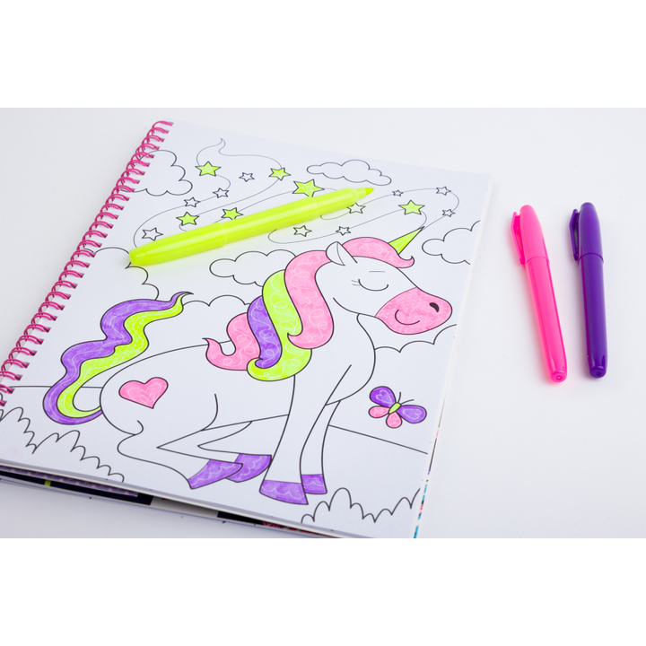 Magic Pattern Colouring Book Neon Unicorns
