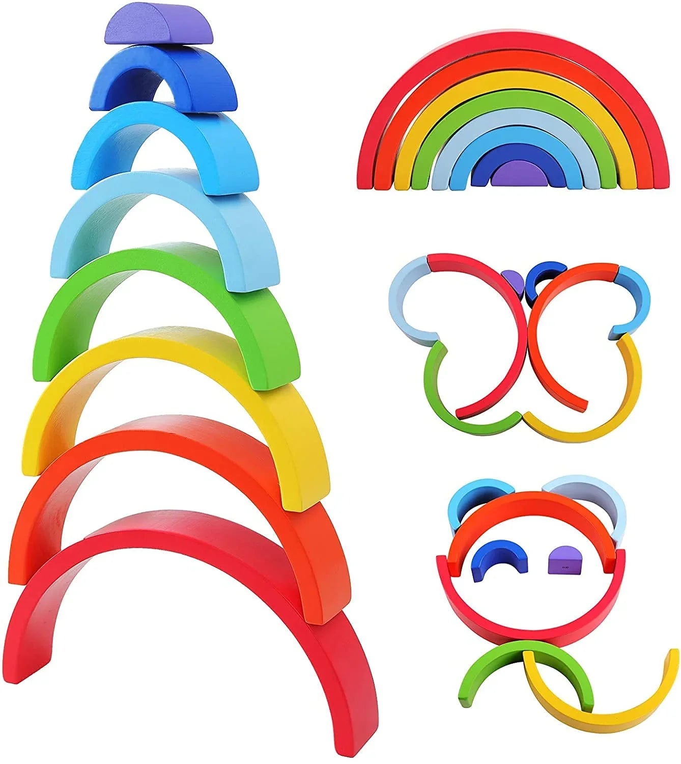 Rainbow Wooden Blocks Stacking