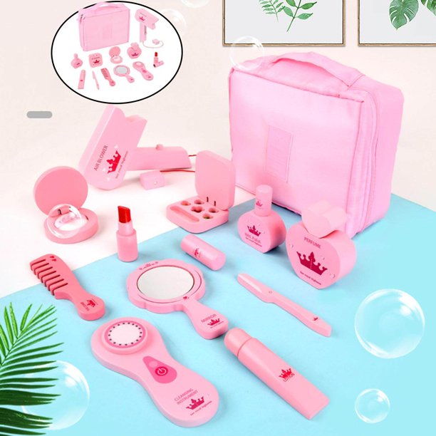 Cosmetic Makeup Kit - Playset Wooden Pretend Toy Makeup Toy Set for Kids