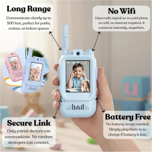 Kids Video Walkie Talkie Set – With HD Camera, Voice Changer & Long-Range Talk