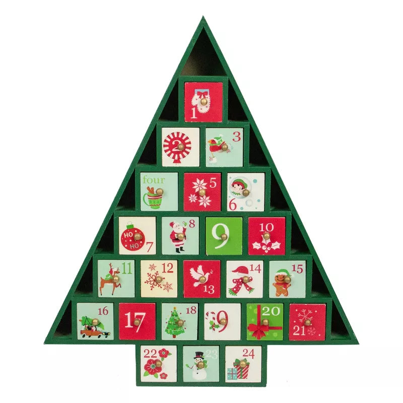 Wooden Advent Calendar (Green Tree of Treasures)