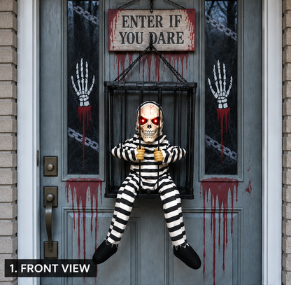 Animated Hanging Skeleton Cage – Haunted Prisoner