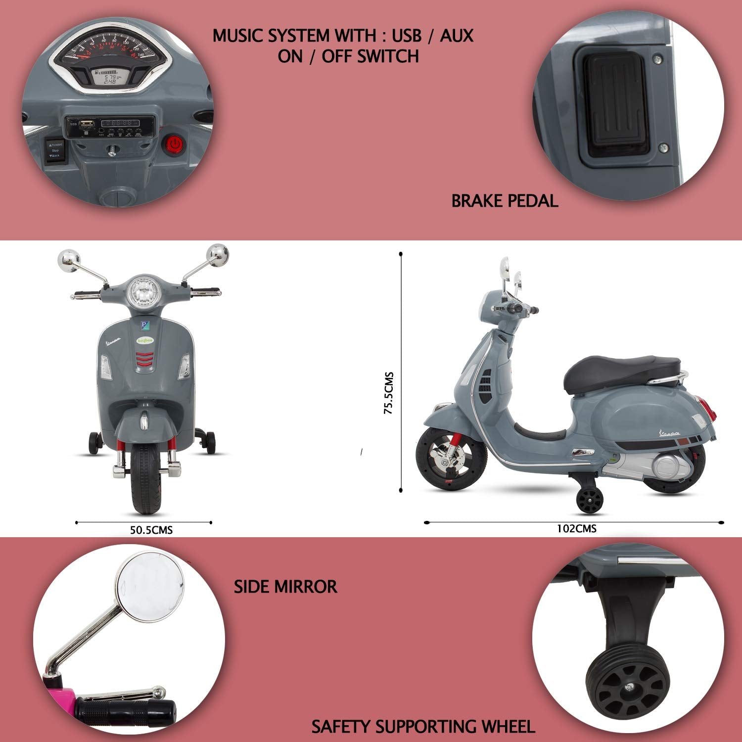 Baby Scooter Officially Licensed Vespa Battery Operated Ride 