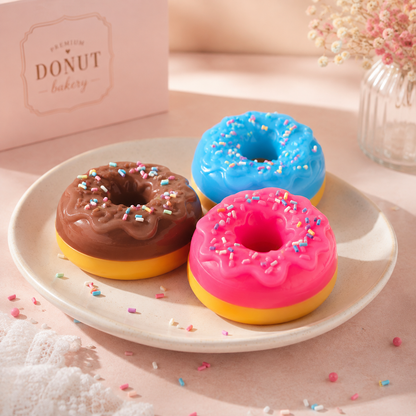 Donut Squishy Toy with Colourful Sprinkles, Soft Stress-Relief Sensory Toy