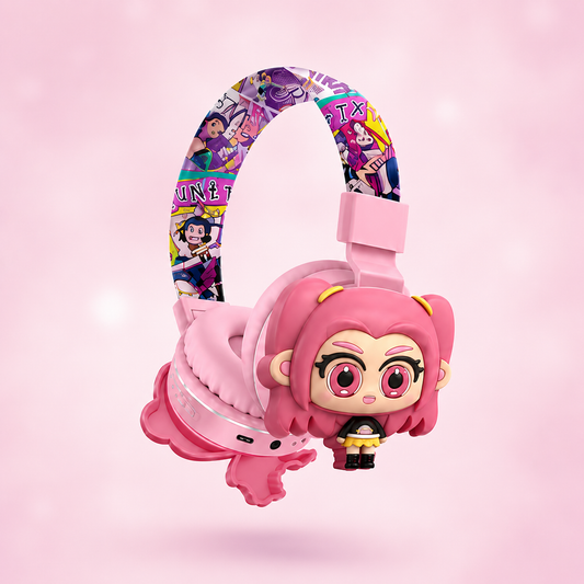 K-Pop Demon Hunters Character Wireless Headphones for Kids – Cute Foldable Design