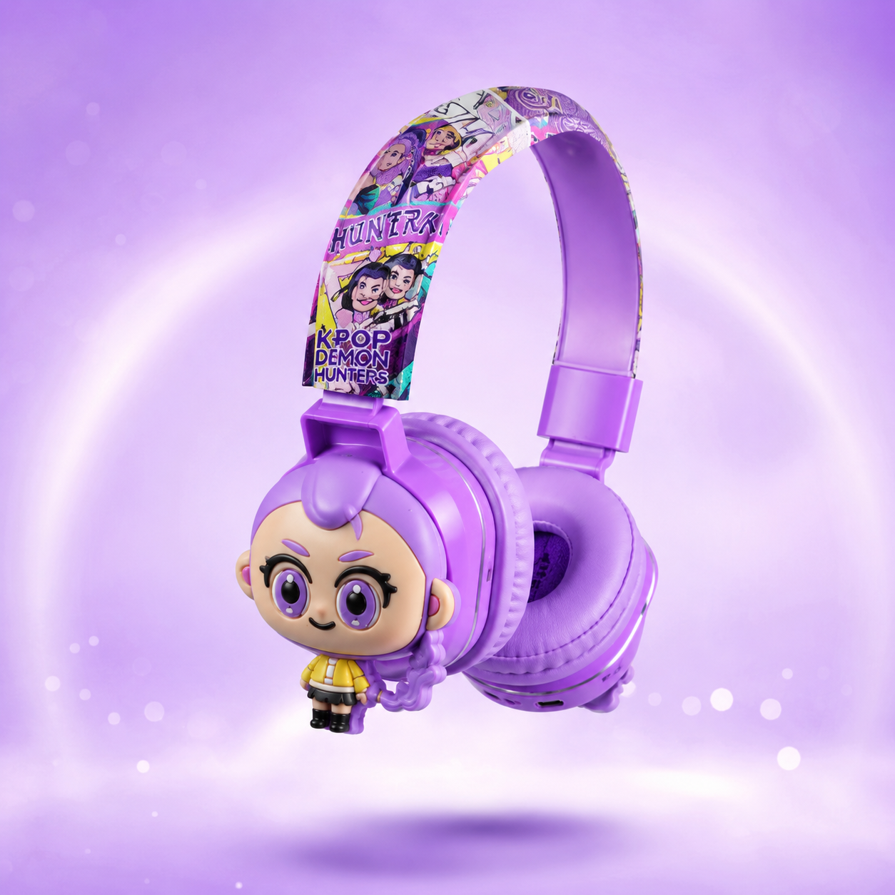 K-Pop Demon Hunters Character Wireless Headphones for Kids – Cute Foldable Design