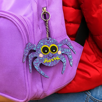 Personalized Halloween Keychain – Sparkle Spider