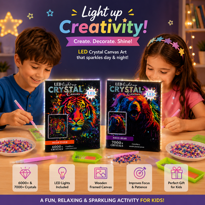 LED Light-Up Crystal Canvas – Neon Tiger & Neon Bear