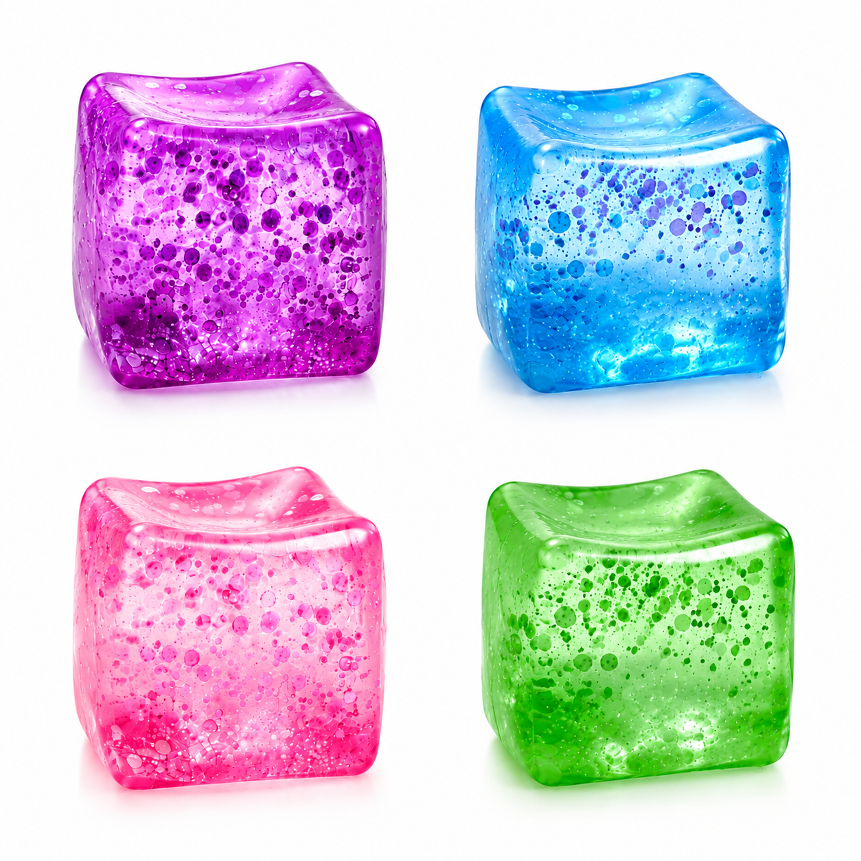 Cube Squishy Stress Ball, Slow-Rising Silicone Fidget Toy with Snowflake