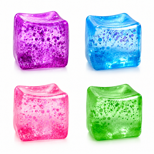 Cube Squishy Stress Ball, Slow-Rising Silicone Fidget Toy with Snowflake