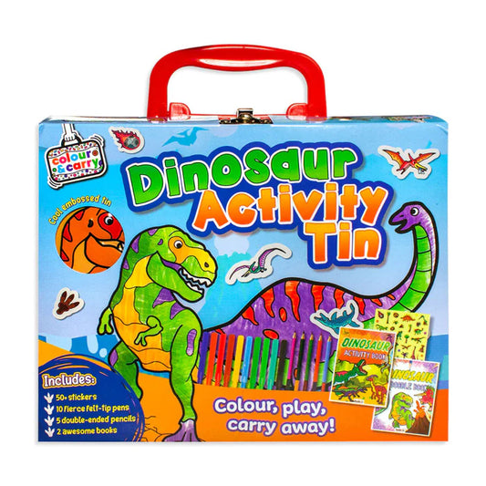 Activity Tin for Kids – 50+ Stickers, 10 Markers, Colouring Books & Pencils – Travel-Friendly Art & Craft Set for Ages 3+