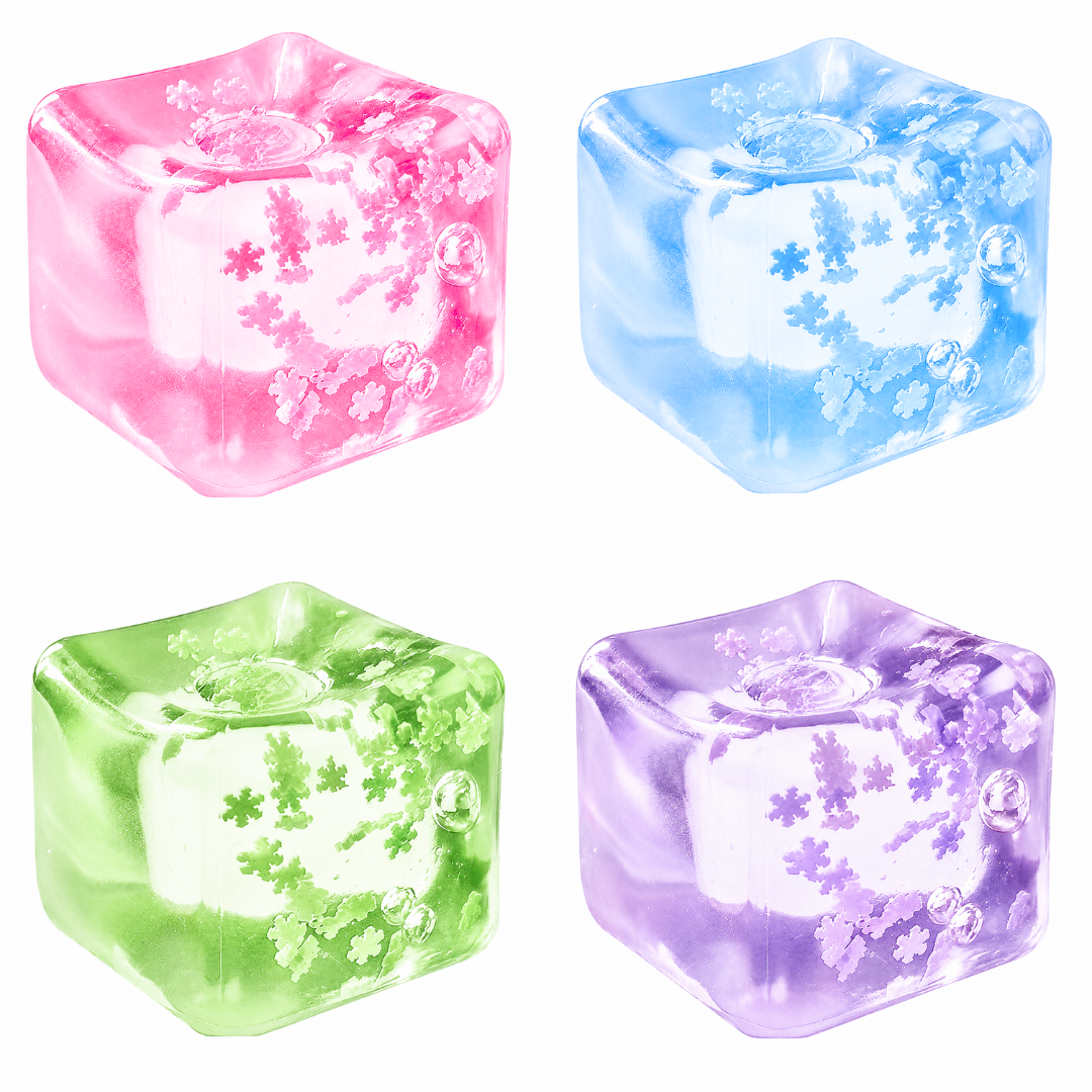 Cube Squishy Stress Ball, Slow-Rising Silicone Fidget Toy with Snowflake
