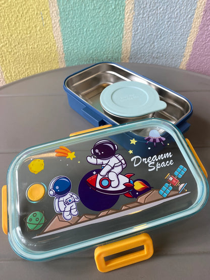 Leakproof Dino Lunchbox with Mini Snack Container & Spoon | Durable & Fun Design for Kids