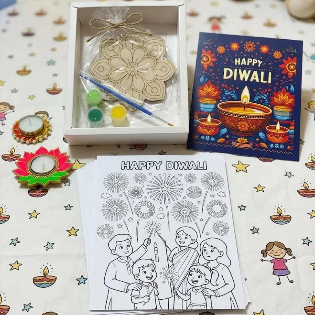 DIY Diwali Kids Activity Box | Mandala Painting Craft Kit | Festival Hamper | Gift Set