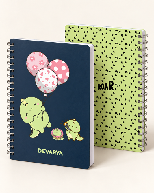 Dino Personalized Spiral Notebook for Kids Customized with Name