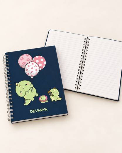 Dino Personalized Spiral Notebook for Kids Customized with Name