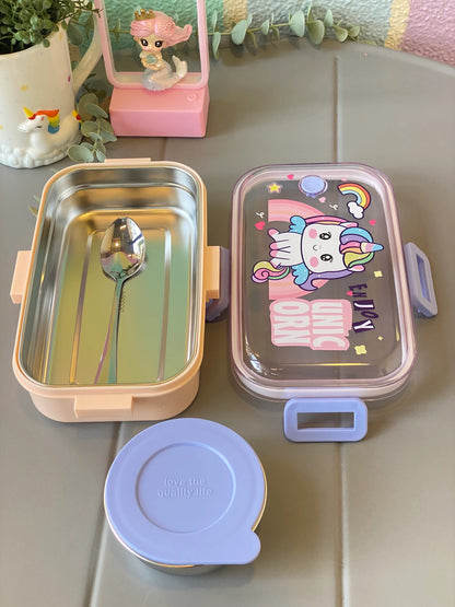 Leakproof Dino Lunchbox with Mini Snack Container & Spoon | Durable & Fun Design for Kids