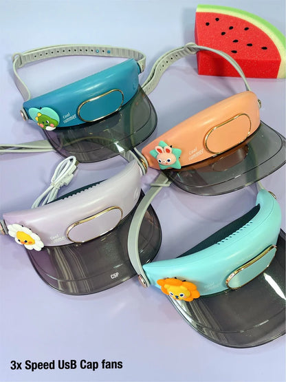 🧢 Cooling Fan Hat with Visor | USB Rechargeable | Sun Protection | 3-Speed Bladeless Fan