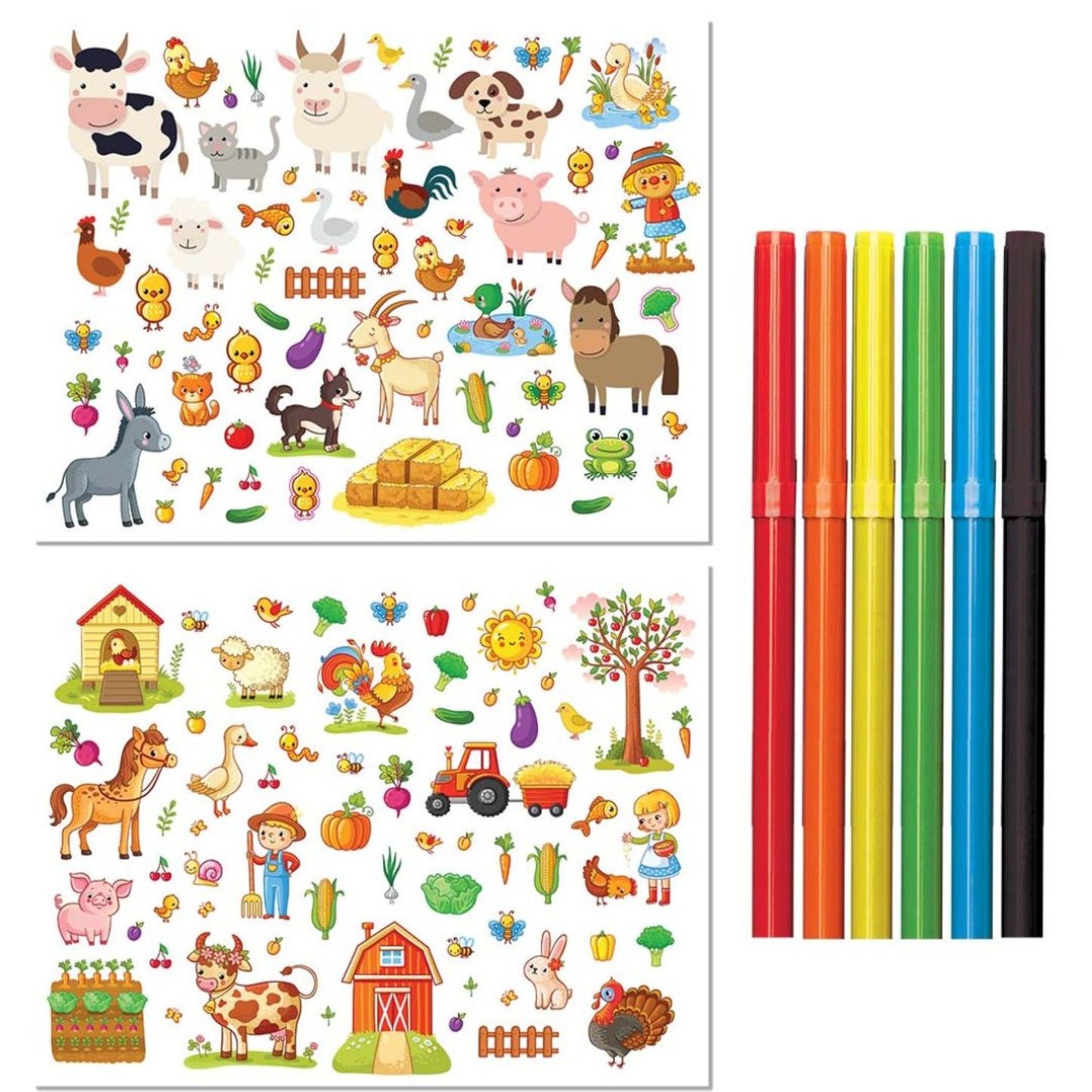 🖍️ Colouring Set with Lap Desk –  100+ Stickers, Markers & Activity Pages