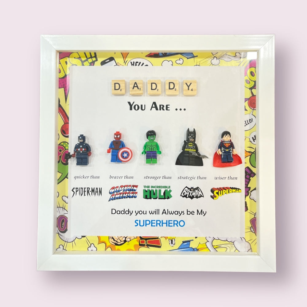 Daddy's 3D Lego Superhero Shadow Box Frame (5 Legos)