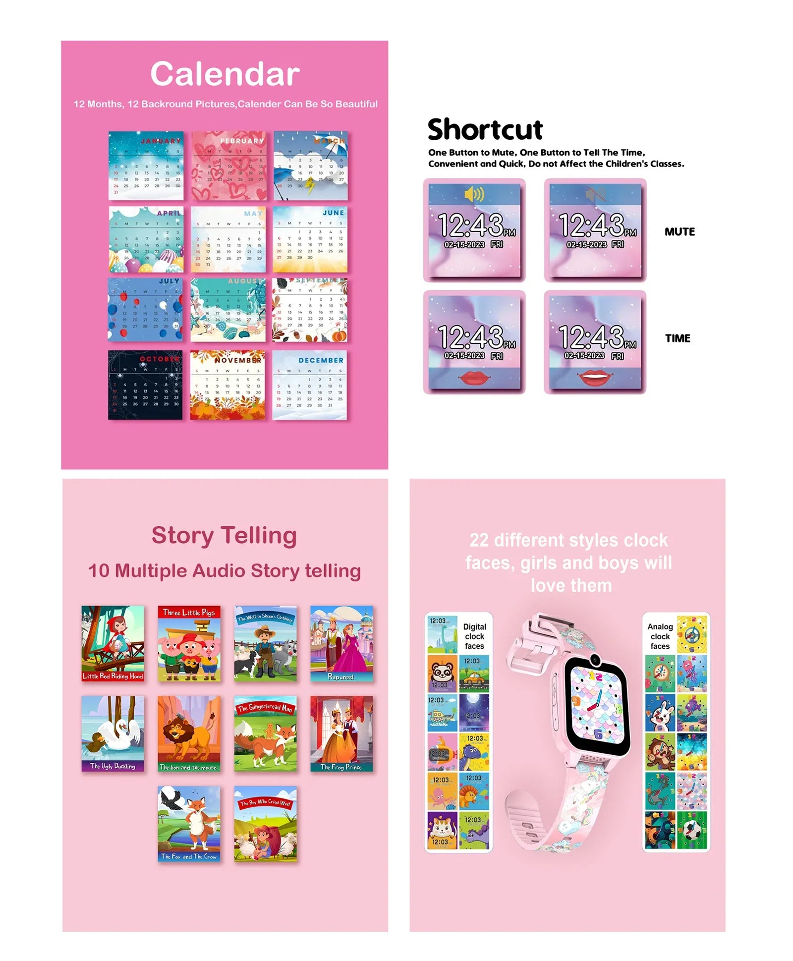 Spiky Calling Feature Loaded Smartwatch Pink – - Main Image