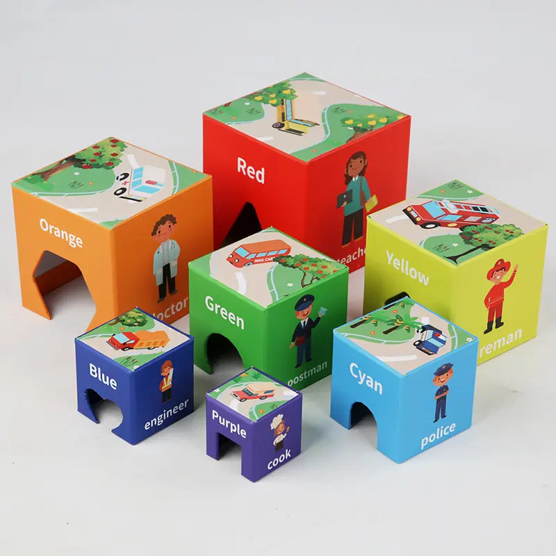 Early Education Montessori Rainbow Number Stacking Learning Box Set ...