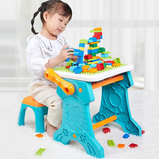 2 in 1 DIY Building Blocks Table and Drawing Table