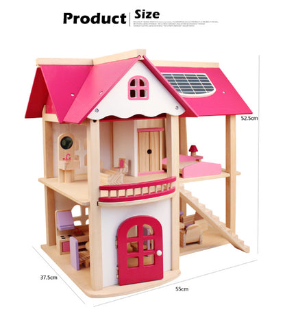 DIY Pink Doll House with Furniture Toys