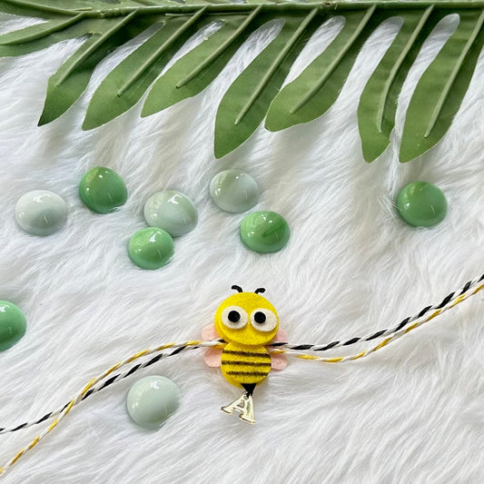 Babble Wrap Handmade Felt Rakhi With Initials - Bumble Bee