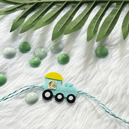 Babble Wrap Handmade Felt Rakhi With Initials - Choo Choo Cruiser