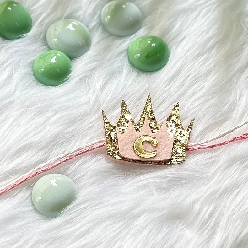 Babble Wrap Handmade Felt Rakhi With Initials - Crown Royale