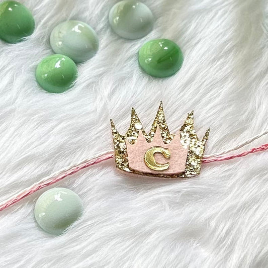 Babble Wrap Handmade Felt Rakhi With Initials - Crown Royale