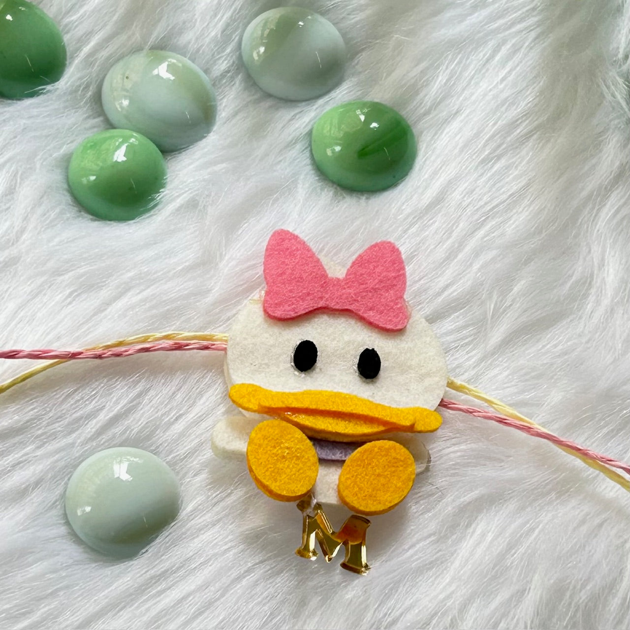 Babble Wrap Handmade Felt Rakhi With Initials - Daffy Duck
