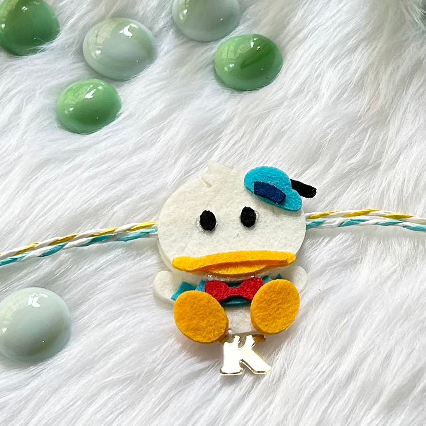 Babble Wrap Handmade Felt Rakhi With Initials - Donald Duck