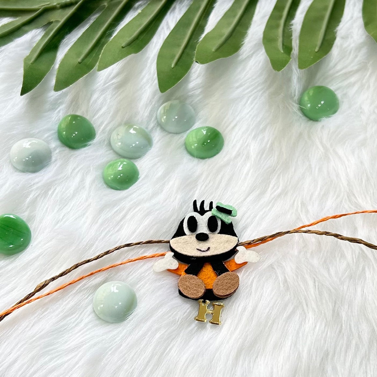 Babble Wrap Handmade Felt Rakhi With Initials - Goofy