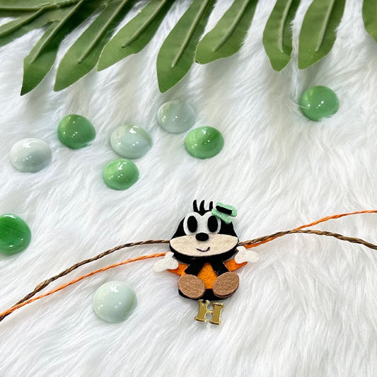 Babble Wrap Handmade Felt Rakhi With Initials - Goofy