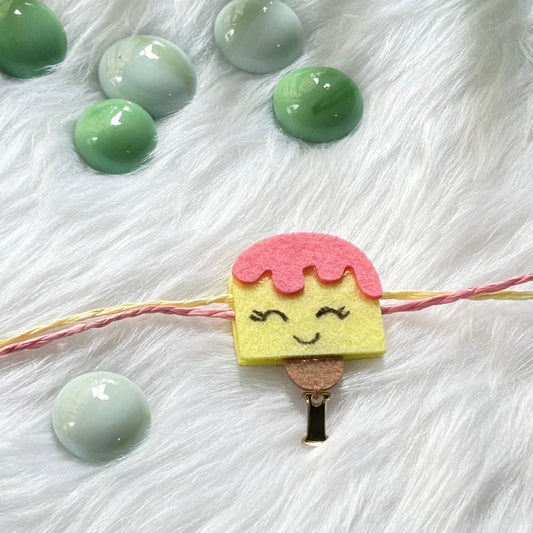 Babble Wrap Handmade Felt Rakhi With Initials - IceCream