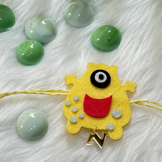 Babble Wrap Handmade Felt Rakhi With Initials - Mischief Monster
