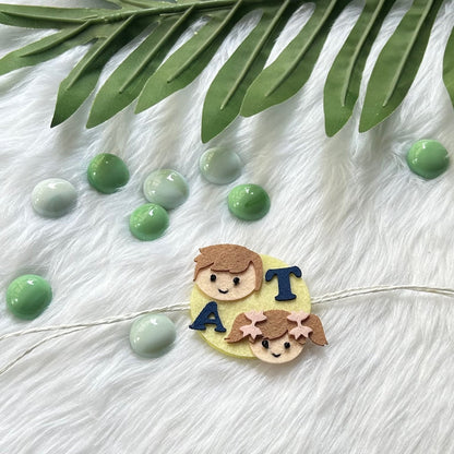 Babble Wrap Handmade Felt Rakhi With Initials - Partner In Crime