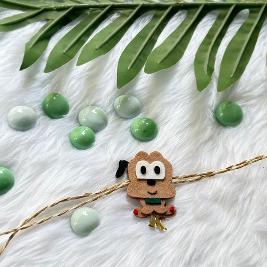 Babble Wrap Handmade Felt Rakhi With Initials - Pluto
