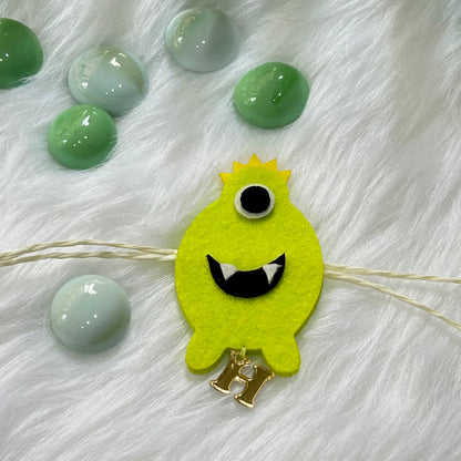 Babble Wrap Handmade Felt Rakhi With Initials - Spooky Monster
